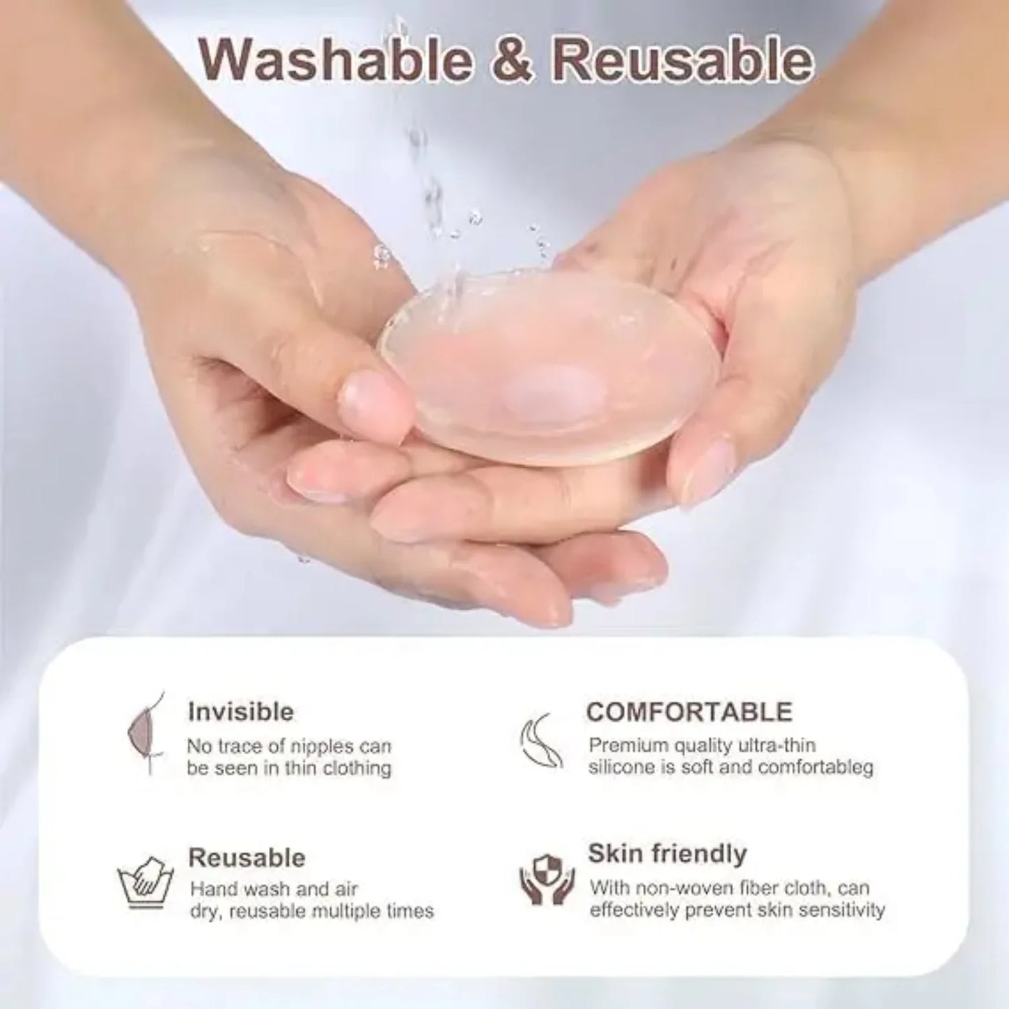 Pezón de Ángel (Pasties Delgados – Cobertores de Pezón de Silicona Autoadhesivos Reutilizables, Pegajosos, 2.6 Pulgadas, Pétalos para Pecho tipo Bra Adhesivo)