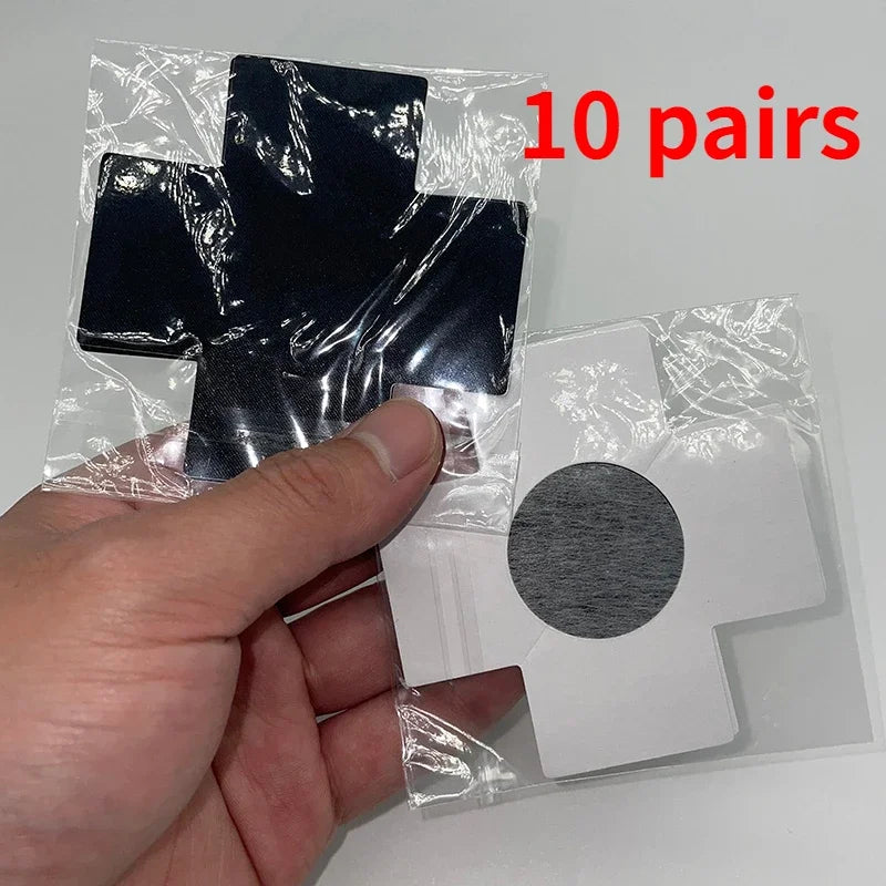 Pasión Cruzada (10 Pares / 20 Piezas de Cobertores de Pezón Desechables en Forma de Cruz/X – Satín Autoadhesivo, Pegatinas Sexys para Pecho)