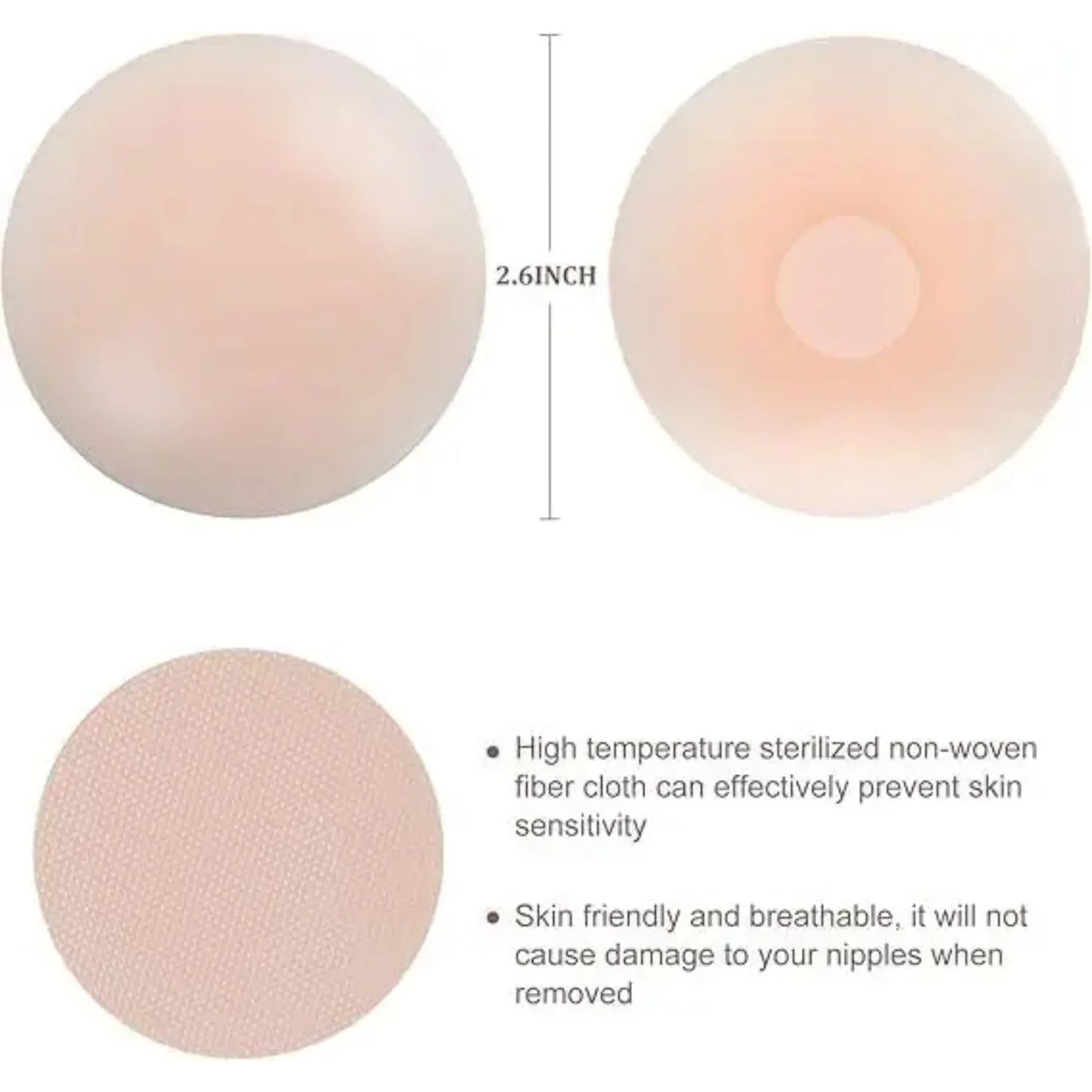 Pezón de Ángel (Pasties Delgados – Cobertores de Pezón de Silicona Autoadhesivos Reutilizables, Pegajosos, 2.6 Pulgadas, Pétalos para Pecho tipo Bra Adhesivo)