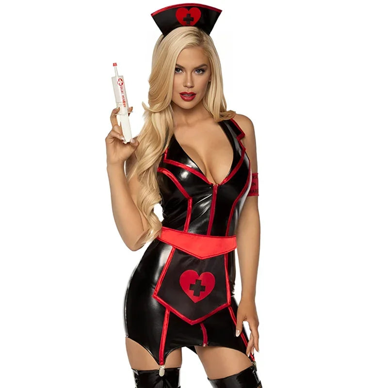 “Fantasías Eróticas en un Solo Set” (Vestido de enfermera cosplay para mujer, falda sexy para adulto, uniforme de dama pirata, lencería tentadora sexy, disfraz femenino de Halloween)