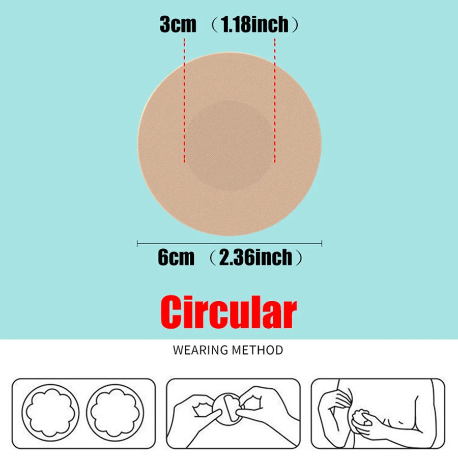 Toque Suave (100 Piezas de Cobertores de Pezón de Tela – Protectores Desechables para Mujeres, Parches Invisibles, Almohadillas para Sujetador, Pétalos para Pecho, Adhesivos para el Busto)