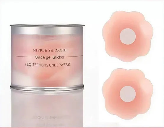 Pezón de Ángel (Pasties Delgados – Cobertores de Pezón de Silicona Autoadhesivos Reutilizables, Pegajosos, 2.6 Pulgadas, Pétalos para Pecho tipo Bra Adhesivo)