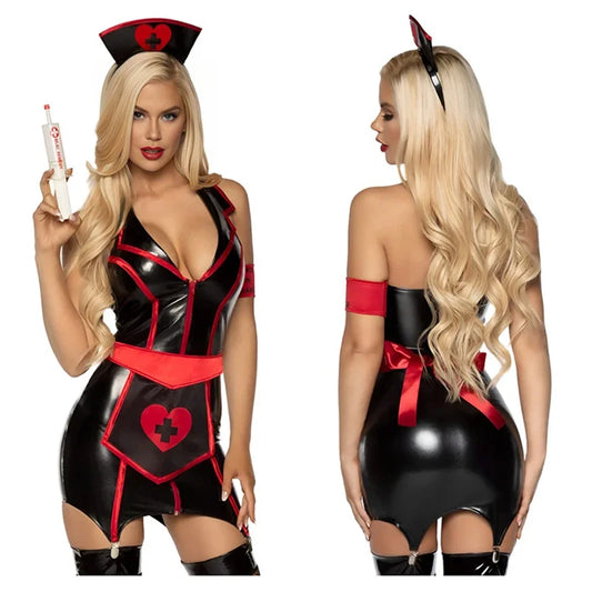“Fantasías Eróticas en un Solo Set” (Vestido de enfermera cosplay para mujer, falda sexy para adulto, uniforme de dama pirata, lencería tentadora sexy, disfraz femenino de Halloween)